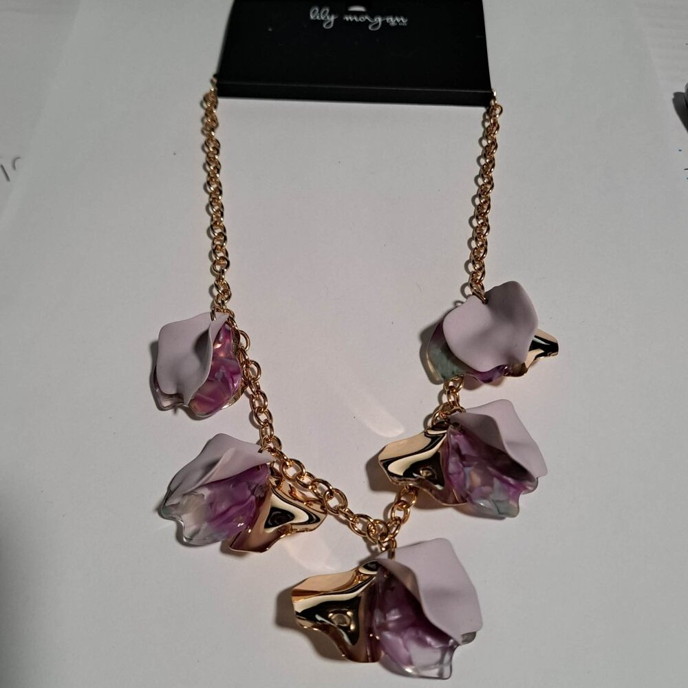 NIP Lily Morgan purple and gold tone necklace